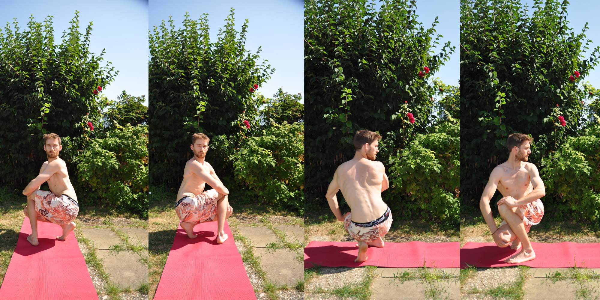 Udarakarshanasana est un étirement abdominal, 5ème et dernier asana du décapage yogique.